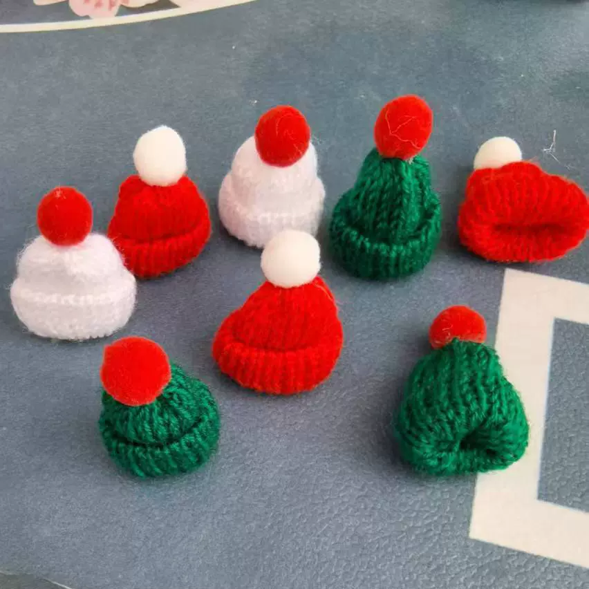 圣诞节装饰毛绒毛线迷你小帽子Diy鞋服包饰品类配件