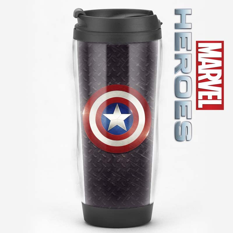 Equipo de EE. UU. Película de superhéroes que rodea al Capitán América Regalos Recuerdos de los fanáticos Taza de agua Taza de café con tapa