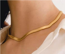 欧美时尚新款饰品18K金项链18K金8MM扁蛇链 冷淡风蹦迪