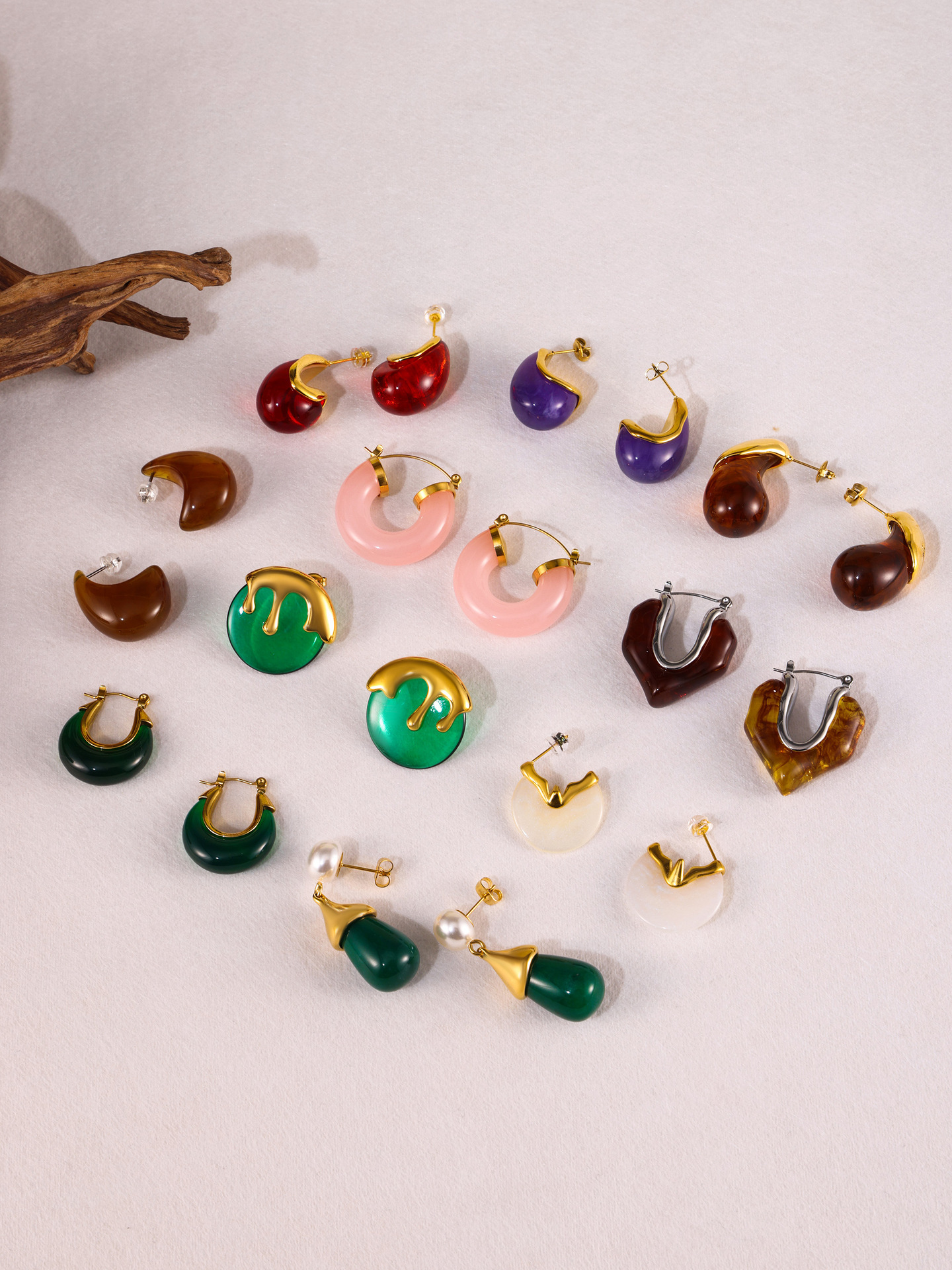 Dopamine Candy Colour Resin Square Earrings For Women Titanium Steel_voghion.com