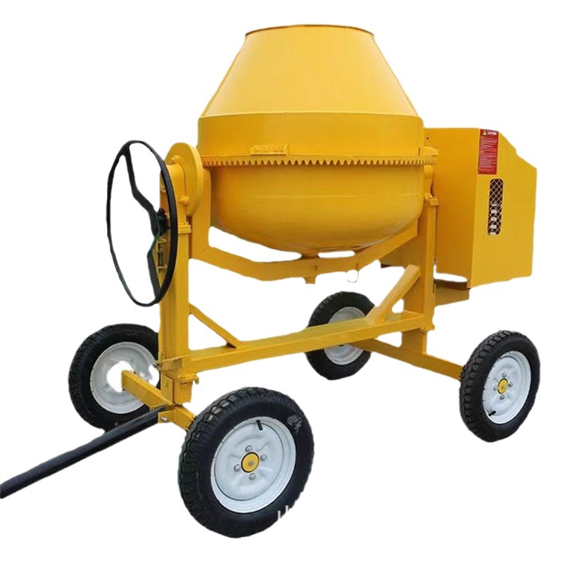 Mezcladora totalmente automática para obras de construcción de hormigón, tanque de almacenamiento de tambor de empuje manual, mezcladora de mortero diésel pequeña para uso doméstico.