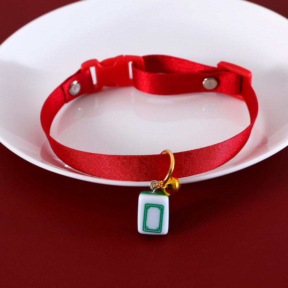 Mascotas gatos Teddy perros conejos cuerda roja mahjong palabras ajustables collar de campanas de Año Nuevo accesorios collar