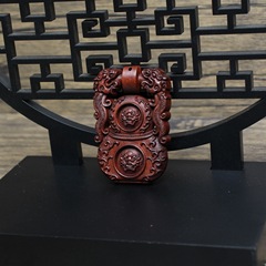 Lightning strike jujube double dragon animal head pendant Taoist magic weapon portable accessories old material dark fine carving hand polished