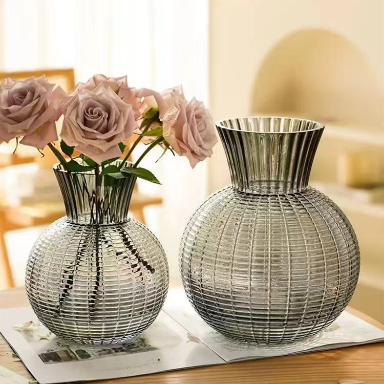 Creativa sala de estar de vidrio flor floral vase transparente flor seca decoración hidropónica gran estómago linterna vase decoración para el hogar