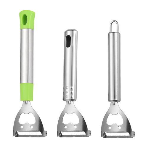 Stainless steel smiley melon planer creative peeling and bottle opening dual-purpose peeler bottle opener kitchen fruit peeling knife