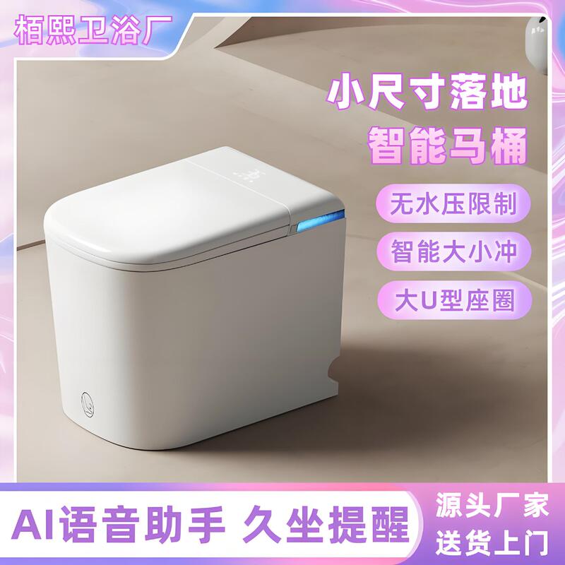 Small Size Intelligent Toilet Ceramic Integrated Automatic Toilet Small Apartment Toilet Household No Water Pressure Limit