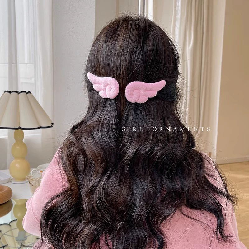 Пара зажимов для волос-витерка Wing Hairpin Pair, милый японский зажим для волос, декоративный набор 2 шт — белый или розовый