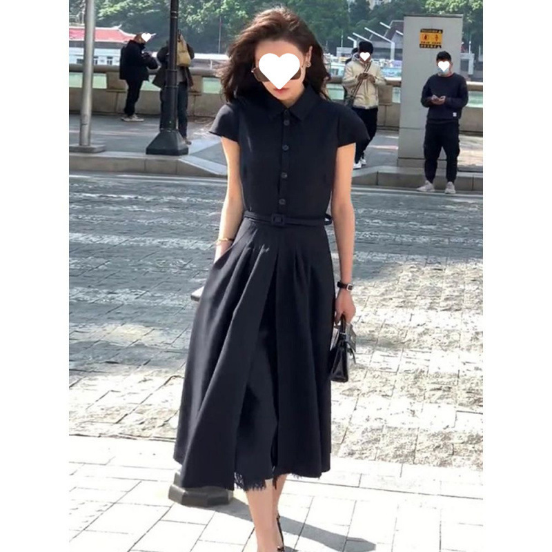 黑色连衣裙小众设计感气质名媛高端轻熟法式赫本风裙子女夏季|undefined
