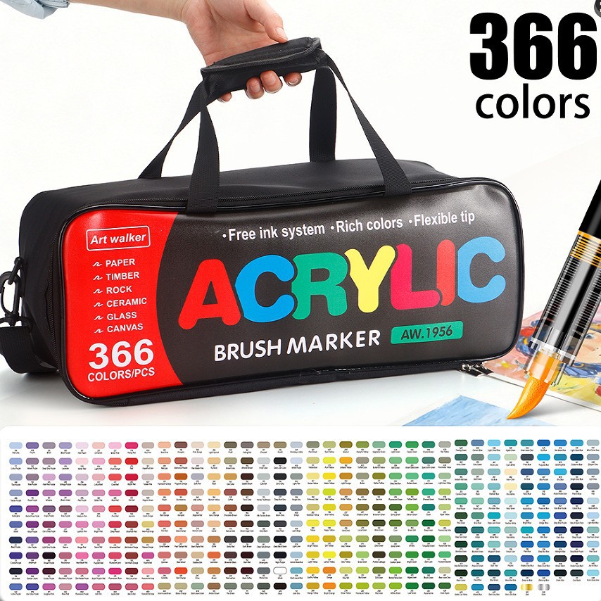 Marcador de acrílico de tipo recto, punta de bolígrafo suave, bolígrafo de graffiti de cuenta manual de bricolaje, bolígrafo de pintura de arte, juego de pincel de pintura para estudiantes