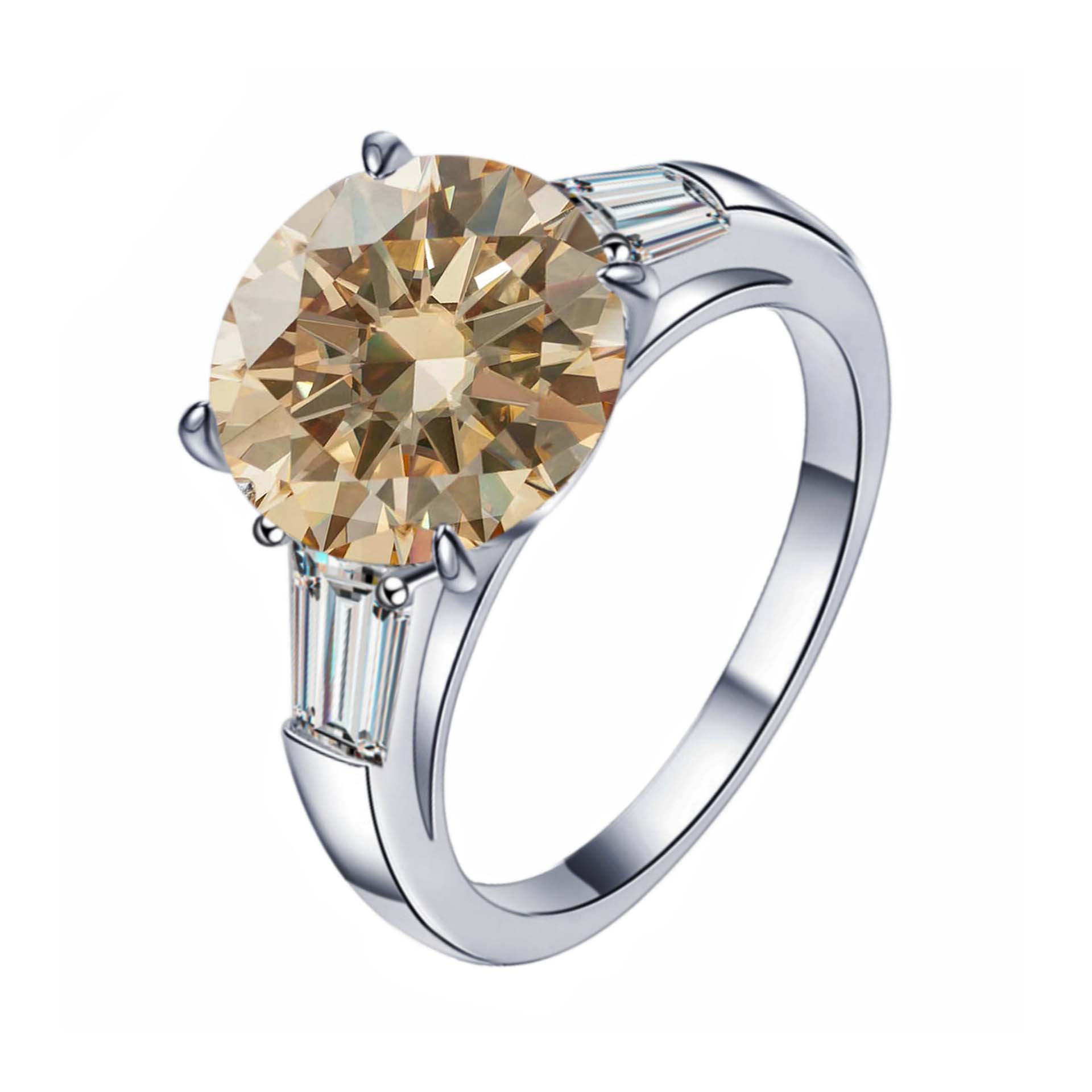 S925 plata esterlina de 5 quilates anillo de piedra de moissan, anillo de compromiso elegante de alta calidad