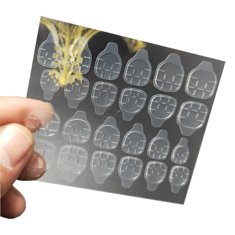 Nuevo jalea de gel de uñas falso desgaste de uñas transparente adhesivo de doble cara al por mayor 24 piezas impreso esmalte de uñas gel de jalea