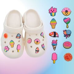 跨境熱銷甜品10件套洞洞鞋鞋花鞋上配飾鞋帶扣鞋花ins卡通鞋扣粉