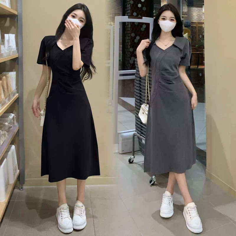 Плиссированное платье больших размеров с нишевым дизайном, новое летнее платье для полных мм, скрывающее живот, утягивающее супер сказочное элегантное платье средней длины