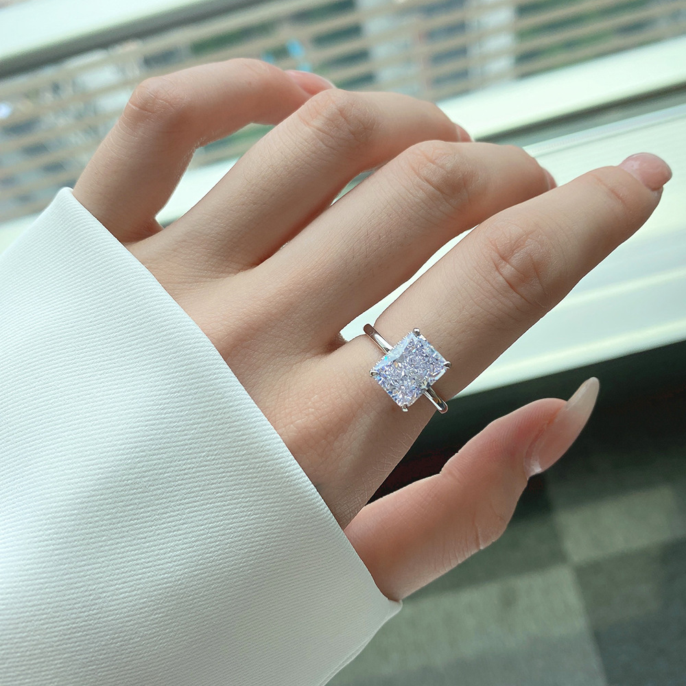 925 Sterling Silver Material 925 Sterling Silver Zircon Geometric Rings