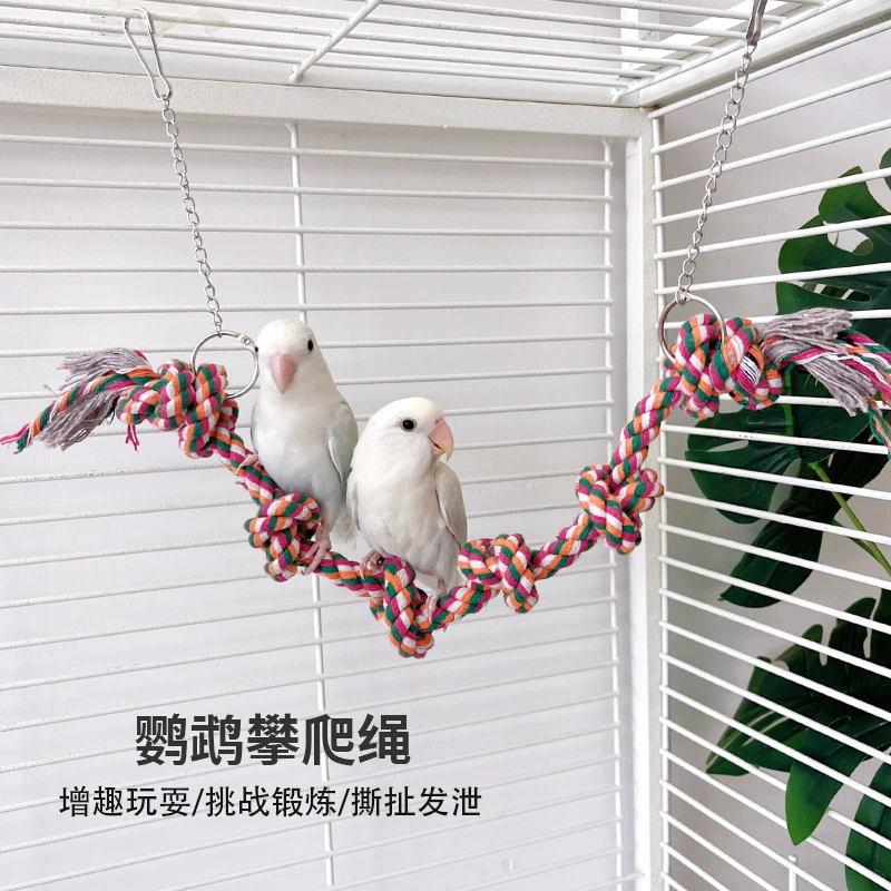 Игрушка для птиц из хлопкового каната: лестница для лазания, пион, черный феникс, тигровая шкура, жевательный канат, принадлежности для птиц, игрушка для тренировки и разрыва.