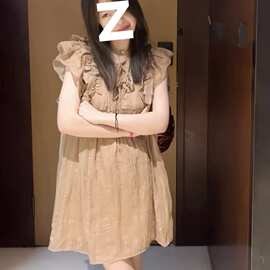 法式温柔风高级感荷叶边茶歇连衣裙女夏季宽松裙子小个子雪纺短裙