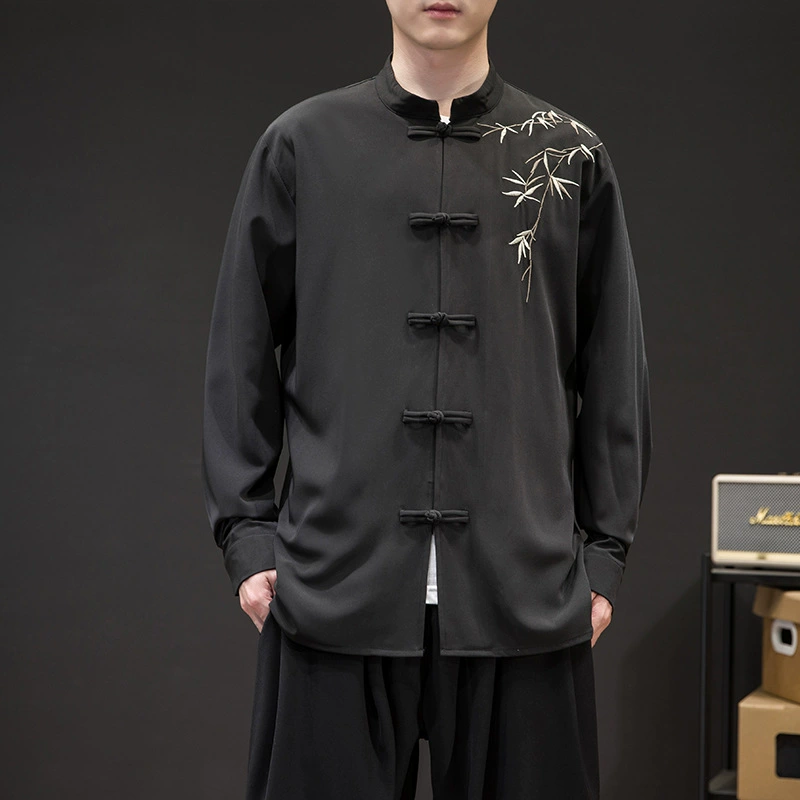 2025 Новый модный китайский стиль длинный рукав рубашка на пуговицах Новый китайский стиль Тан костюм Электронная коммерция Дропшиппинг.