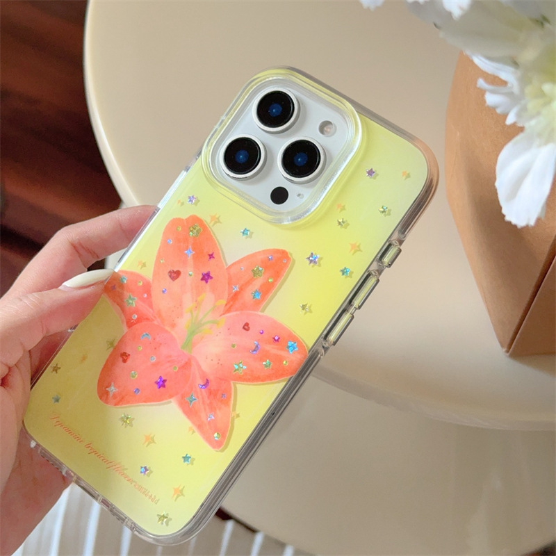 Estrella de color coreana flor de la isla para Apple 15Pro/16Pro funda para teléfono móvil 14/13 nueva 16ProMax mujer
