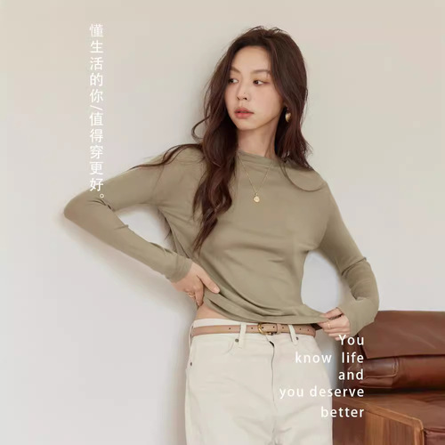 2025 Knit Self-Heating Hooded Sweatshirt for Women Loose Skin-Friendly Inner Crew Neck Base Layer Top for Autumn Wearable Outwardly Versatile