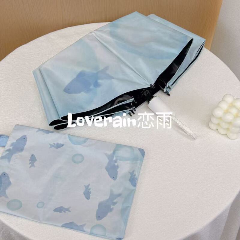 氧气小鱼自动雨伞折叠黑胶防晒防紫外线晴雨两用伞高颜值女太阳伞|undefined