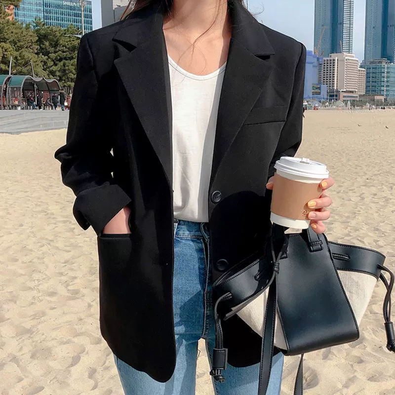 Demi-season classic suit jacket for students, oversize, Korean style