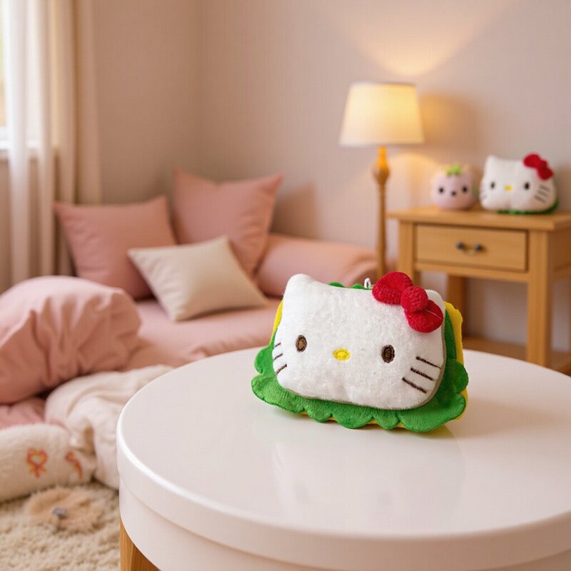 Squeaky New Hamburger Kitty Backpack Pendant Cute Kitty Plush Doll Kt Cat Toy Decoration