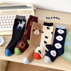 TMOMO ウサギ 秋冬 ミッドカーフソックス フルプリント クマ スポッティードッグ コーマ綿ソックス 子供靴下 トレンドソックス 25AW035