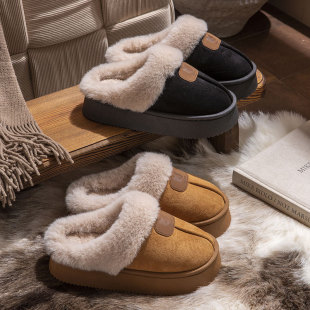 2025 New Cotton Slippers for Women, Autumn and Winter Home Non-Slip Thick-Soled Outdoor Wear, Warm Plush Slippers with a Soft Cushioning Feel