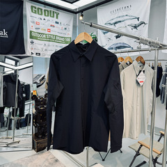 裊平替！防撕裂格紋肌理戶外軟殼功能防刮耐磨防潑水男士長袖襯衫