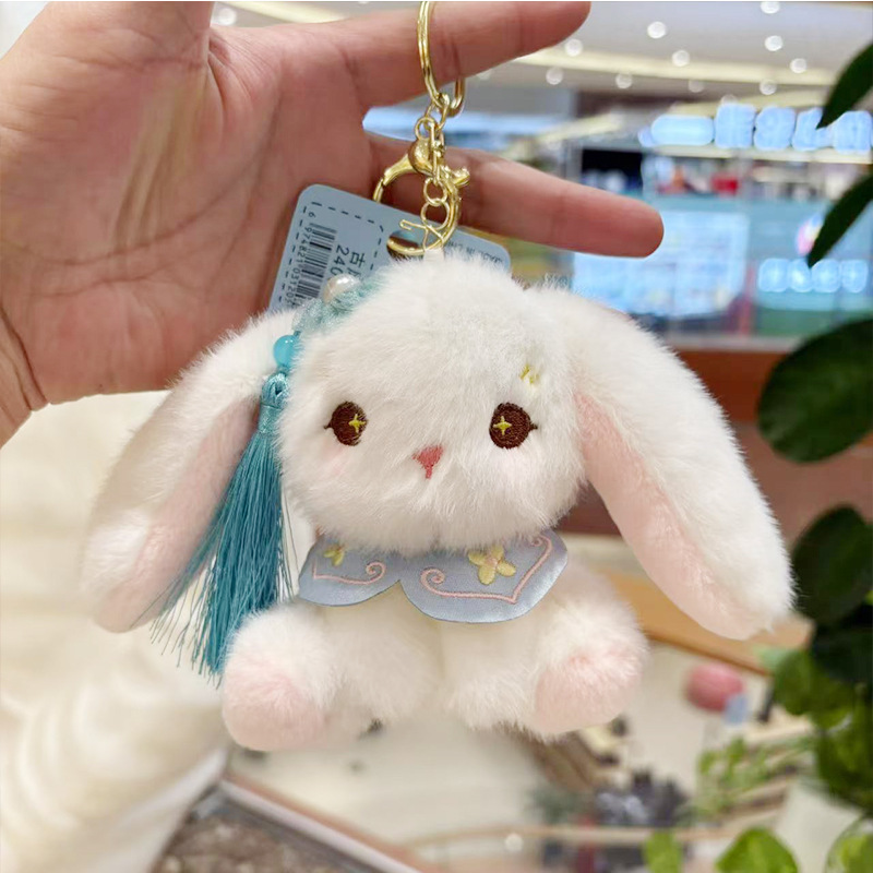 かわいいガーリーハートアンティークウサギぬいぐるみキーホルダーペンダント人形親友スクールバッグバッグ大きな耳ウサギのペンダント|undefined