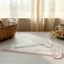 彩色爱心耐热玻璃吸管弯曲喝水牛奶杯