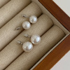 Advanced earrings from pearl, brand silver needle, light luxury style, high-quality style