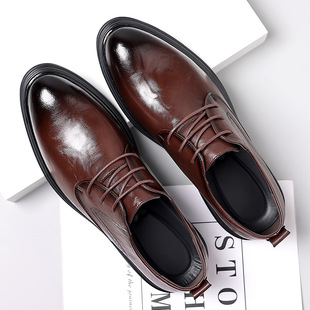 Wenzhou leather shoes men's 2025 spring new business hand-scratched men's leather shoes British-style formal groom wedding shoes