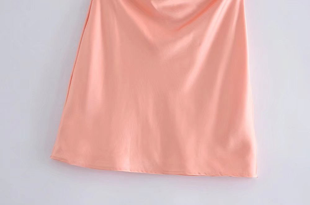 solid color Satin hollow out Slip Dress NSLQS129160