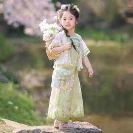 汉服女童2025夏季新款国风新中式三件套女孩古装儿童唐装超仙薄款