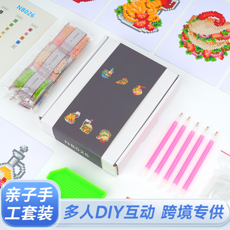 Diamante transfronterizo 5D pintado 5 * 7 pulgadas sin marco comida tradicional hamburguesa patatas fritas bebidas frutas independientes estación de venta caliente