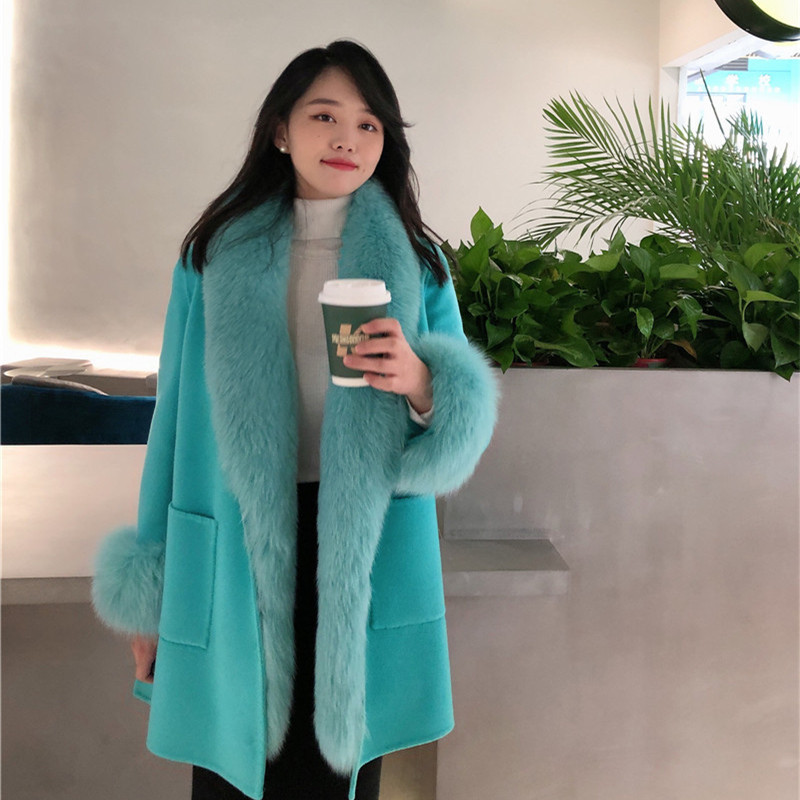 Wool Double-Sided Woolen Coat Rex Rabbit Liner Imported Fox Fur Collar 2024 New Fur Warm Mid-Length for Women Wool Double-Sided Woolen Coat Rex Rabbit Liner Imported Fox Fur Collar 2024 New Fur Warm Mid-Length for Women