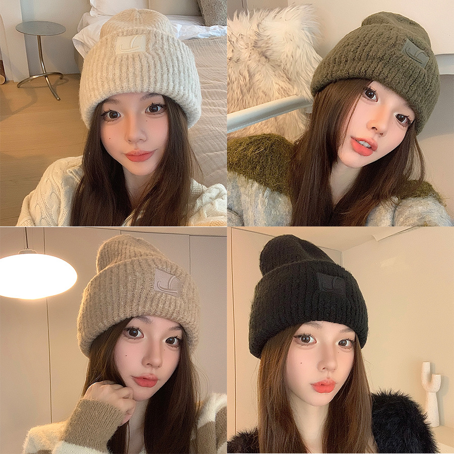 帽子女秋冬网红新款针织帽大头围保暖防风护耳毛线帽时尚简约冷帽