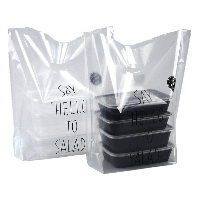 Bolsas transparentes para llevar repostería, bolsas para llevar ensaladas de frutas, bolsas para empacar ensaladas y postres ligeros, bolsas para guardar alimentos como regalo.