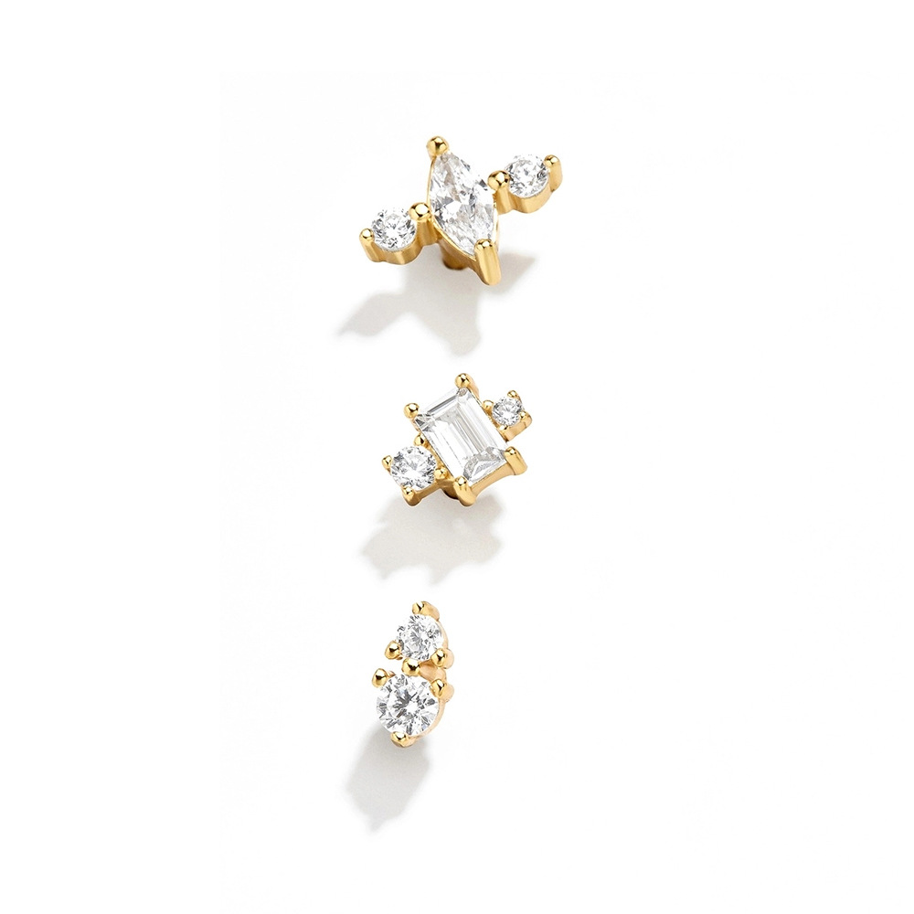 1 Set Quantity Street Occasion 925 Sterling Silver Material 1 Set 925 Sterling Silver Artificial Gemstones Geometric Ear Studs