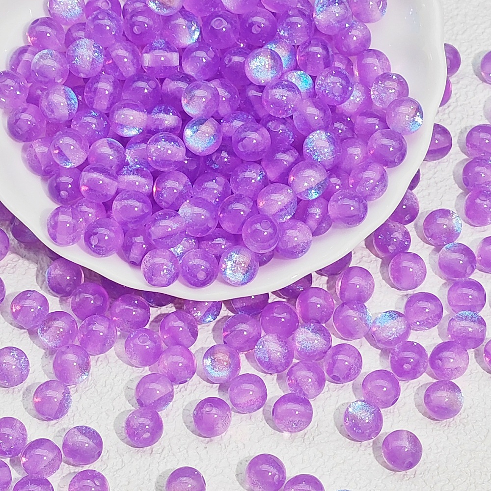 8/10mm星空树脂珠细闪人鱼姬直孔散珠仿猫眼diy串珠手链项链圆珠