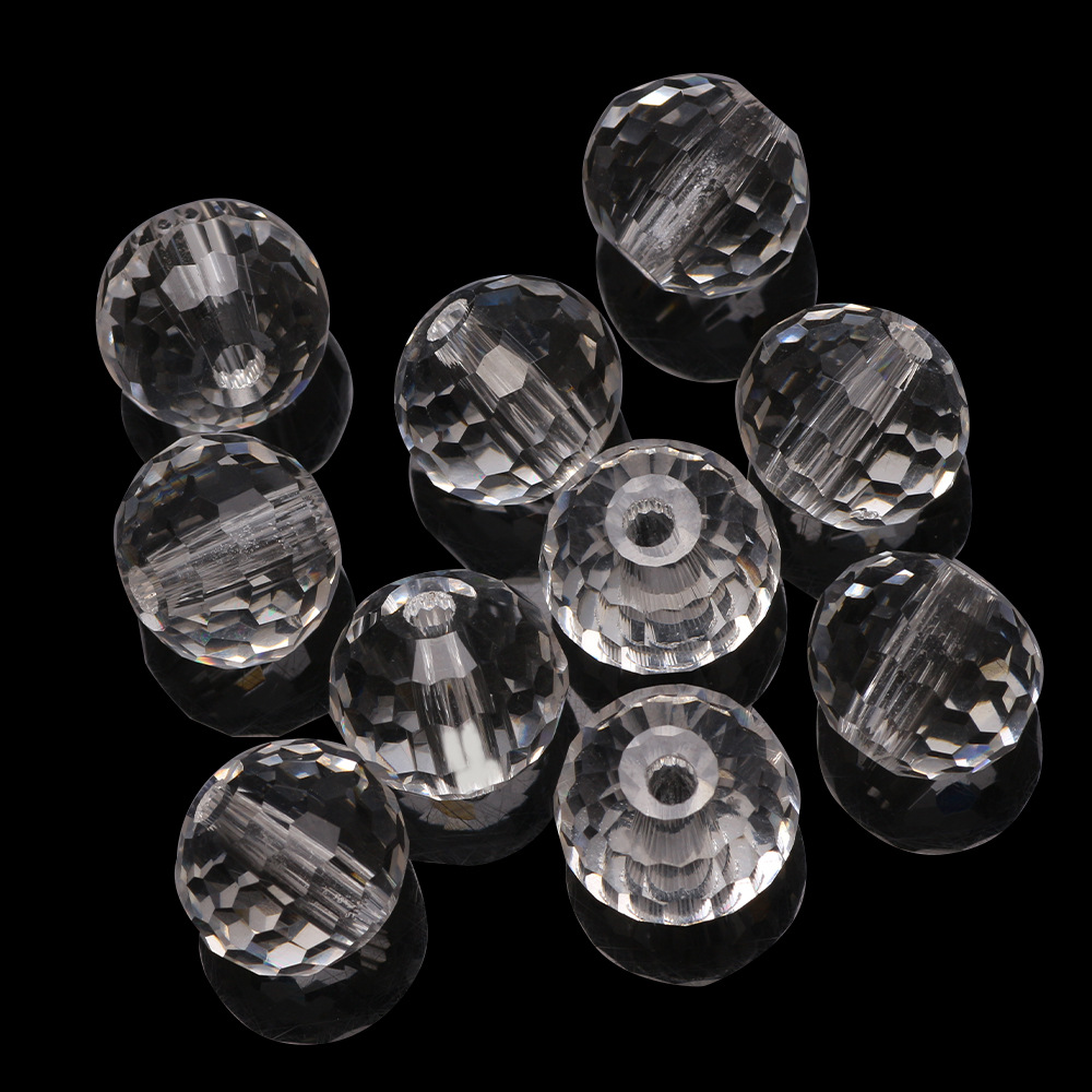 白水晶珠子3mm大孔玻璃珠汽车挂件配件散珠方珠扁珠球珠鼓珠批发