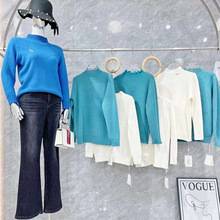 宝莱哥23弟冬款一体绒柔软加厚短款半高领套头针织衫厂家清仓尾货