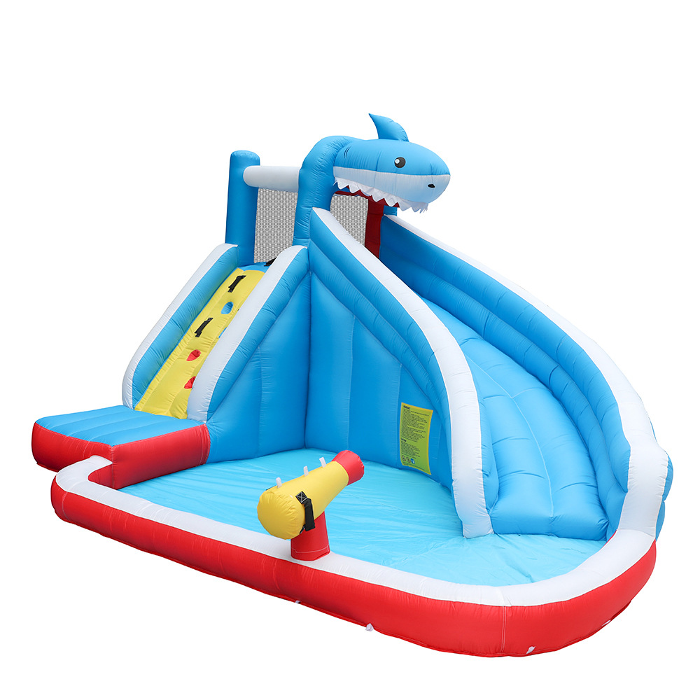 Dr. Dolphin, castillo inflable para el hogar, tobogán de tiburón pequeño, cama de salto inflable para el hogar, tobogán de chorro de agua para niños