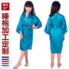 カスタマイズ可能な夏用薄手カーディガン、男女兼用子供用シルクパジャマ、ホームウェア、モーニングローブ、バスローブ、写真通りのデザインも可能、外でも着用可能