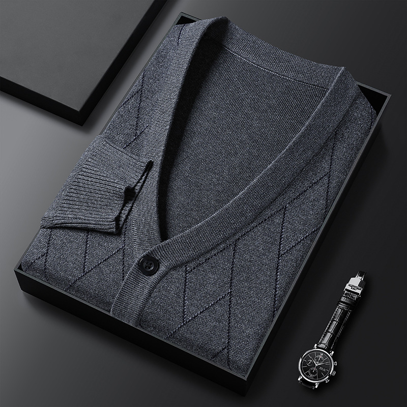 Autumn and Winter 2024 Knitted Cardigan Dad V-Neck Sweater Coat Casual Outerwear Sweater Men's Long Sleeve Sweater Autumn and Winter 2024 Knitted Cardigan Dad V-Neck Sweater Coat Casual Outerwear Sweater Men's Long Sleeve Sweater