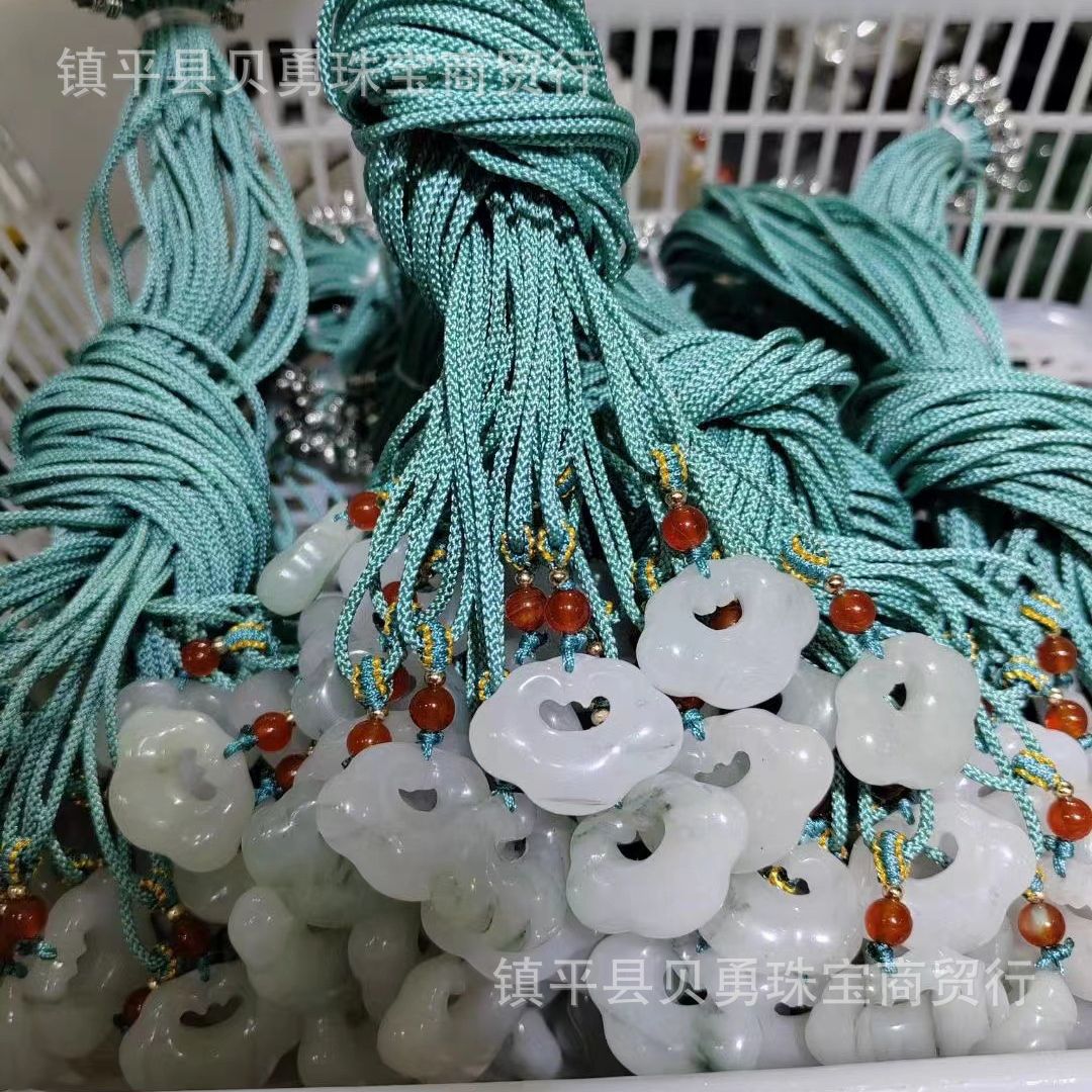 Factory Wholesale Gold Silk Jade Tianshan Green Ice Jade Auspicious Lock Pendant Twisting the Universe Tianshan Green Jade Pendant