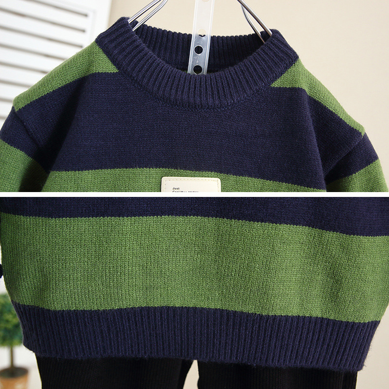 6849 Suéter de otoño e invierno para niños Suéter de punto grueso para niños 2025 Nueva camisa de fondo suelta Versión coreana del bebé