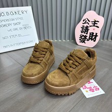 【梵芙娜】小胖丁板鞋女2025秋冬新款薄绒系带松糕鞋运动鞋休闲鞋