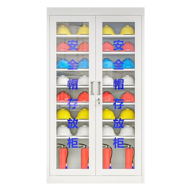 Gabinete de almacenamiento de casco de seguridad Gabinete de exhibición de casco de sitio de construcción Gabinete de almacenamiento de sombrero con bloqueo Gabinete de almacenamiento de sombrero de minero